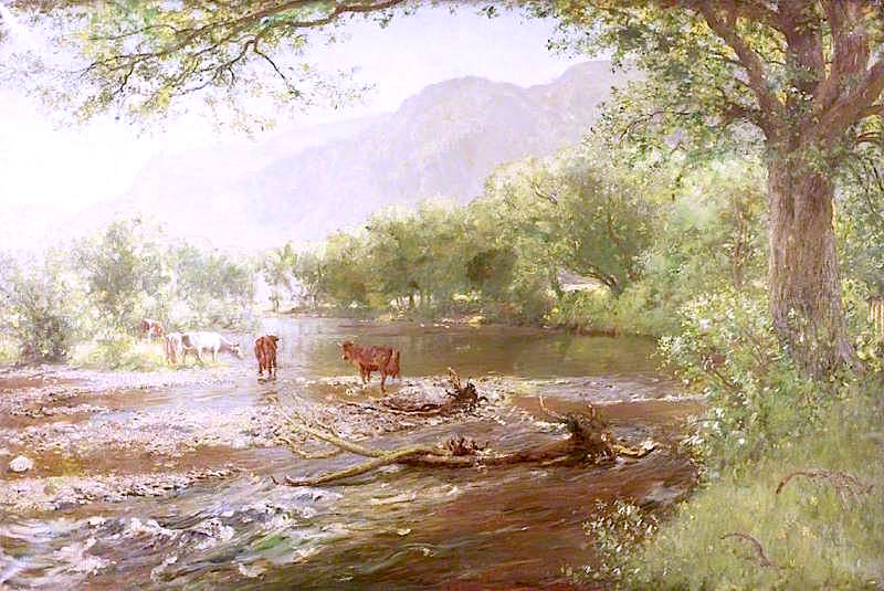 Green Summertime, vintage artwork by Sir David Scott Murray, 12x8" (A4) Poster