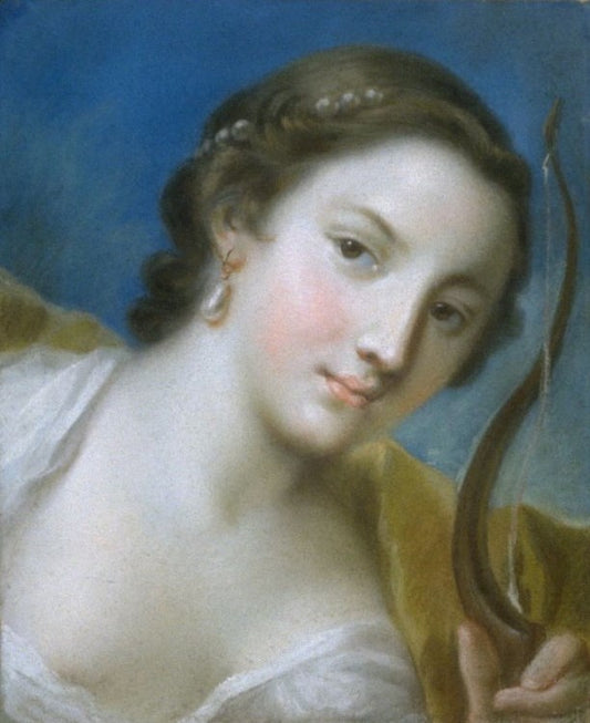 Head of Diana, vintage artwork by Rosalba Carriera, 12x8" (A4) Poster
