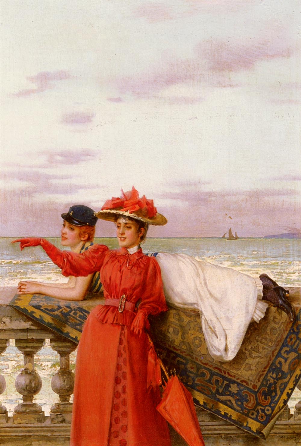 Looking Out To Sea by Vittorio Matteo Corcos,A3(16x12")Poster