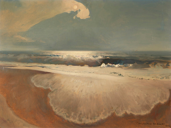 Beach in Moonlight, vintage artwork by Mc Clelland Barclay, 12x8" (A4) Poster
