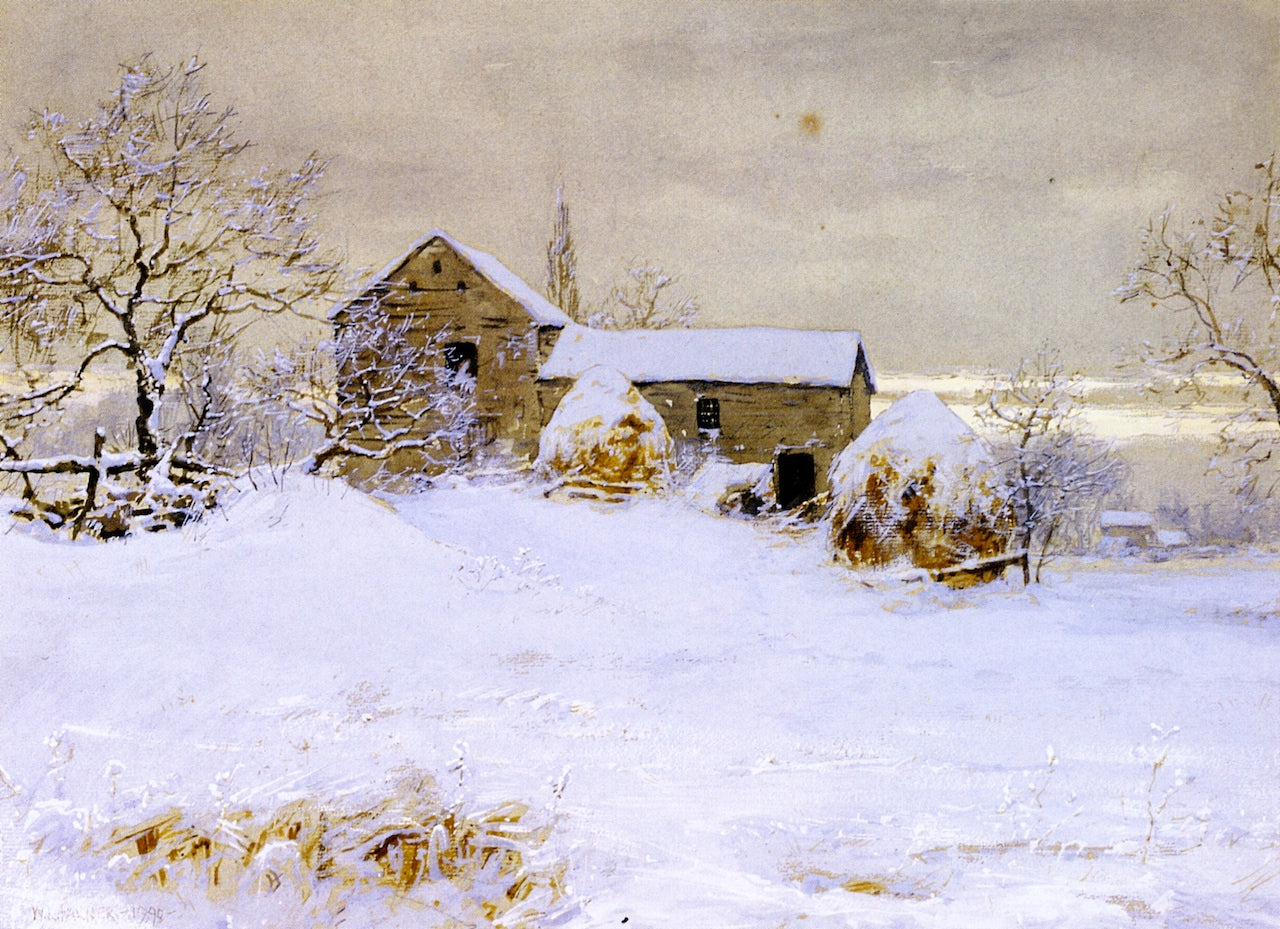 Farmhouse in Winter by Walter Launt Palmer,A3(16x12")Poster