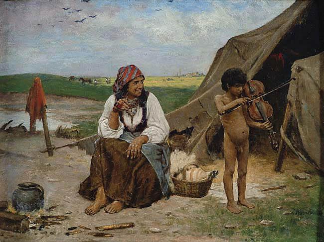 The Little Virtuoso, vintage artwork by Anton Kozakiewicz, 12x8" (A4) Poster