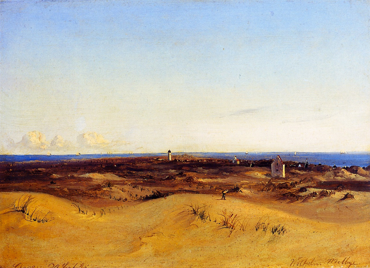 View Over Skagen from the Dunes Northwest of the Old Church, vintage artwork by Vilhem Melby , 12x8" (A4) Poster