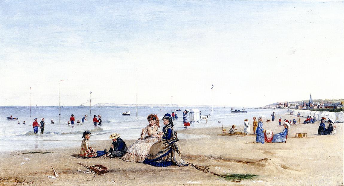 Trouville Beach, vintage artwork by Conrad Wise Chapman, 12x8" (A4) Poster