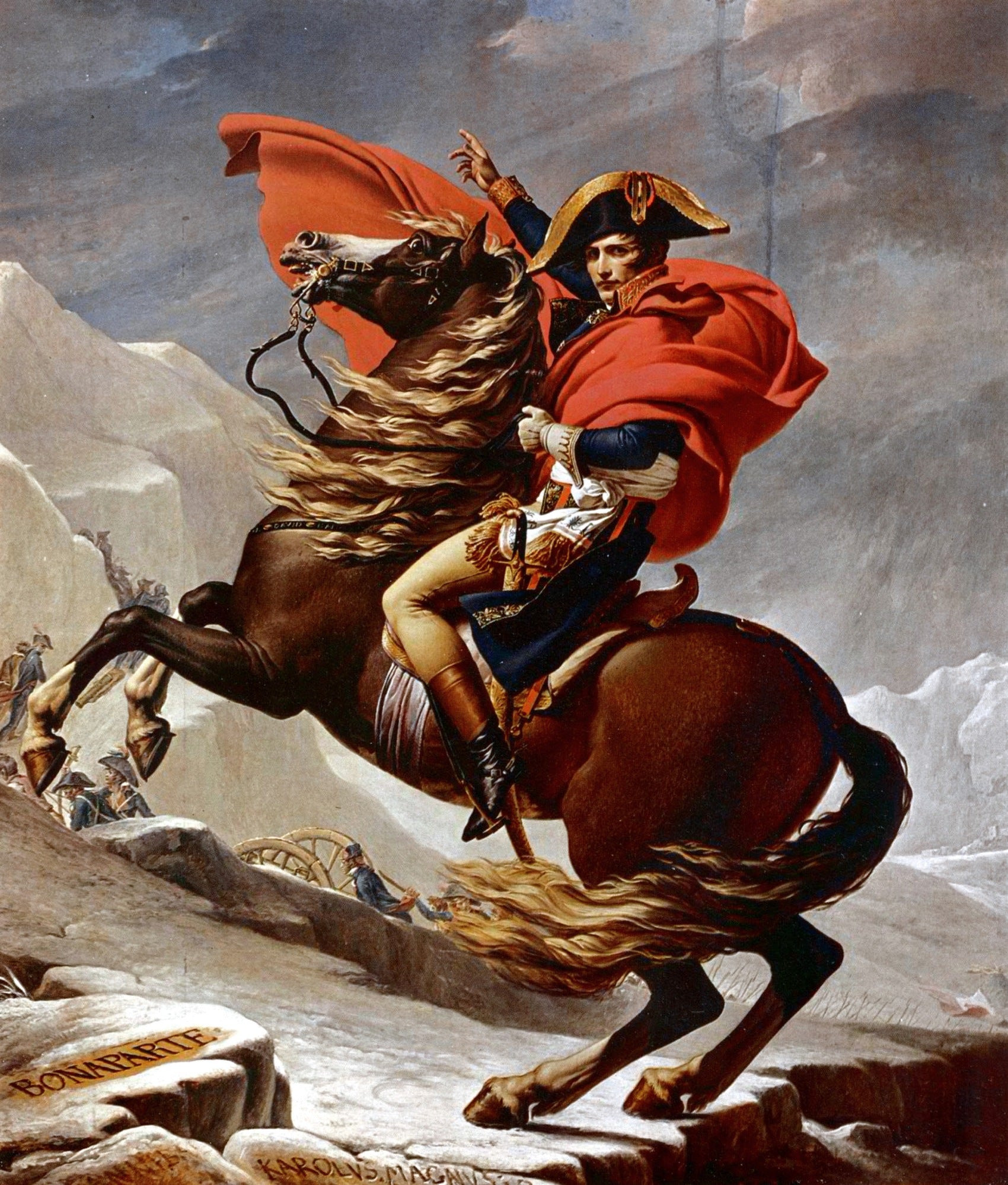 Napoleon Crossing the Alps (Charlottenburg), vintage artwork by Jacques-Louis David, 12x8" (A4) Poster