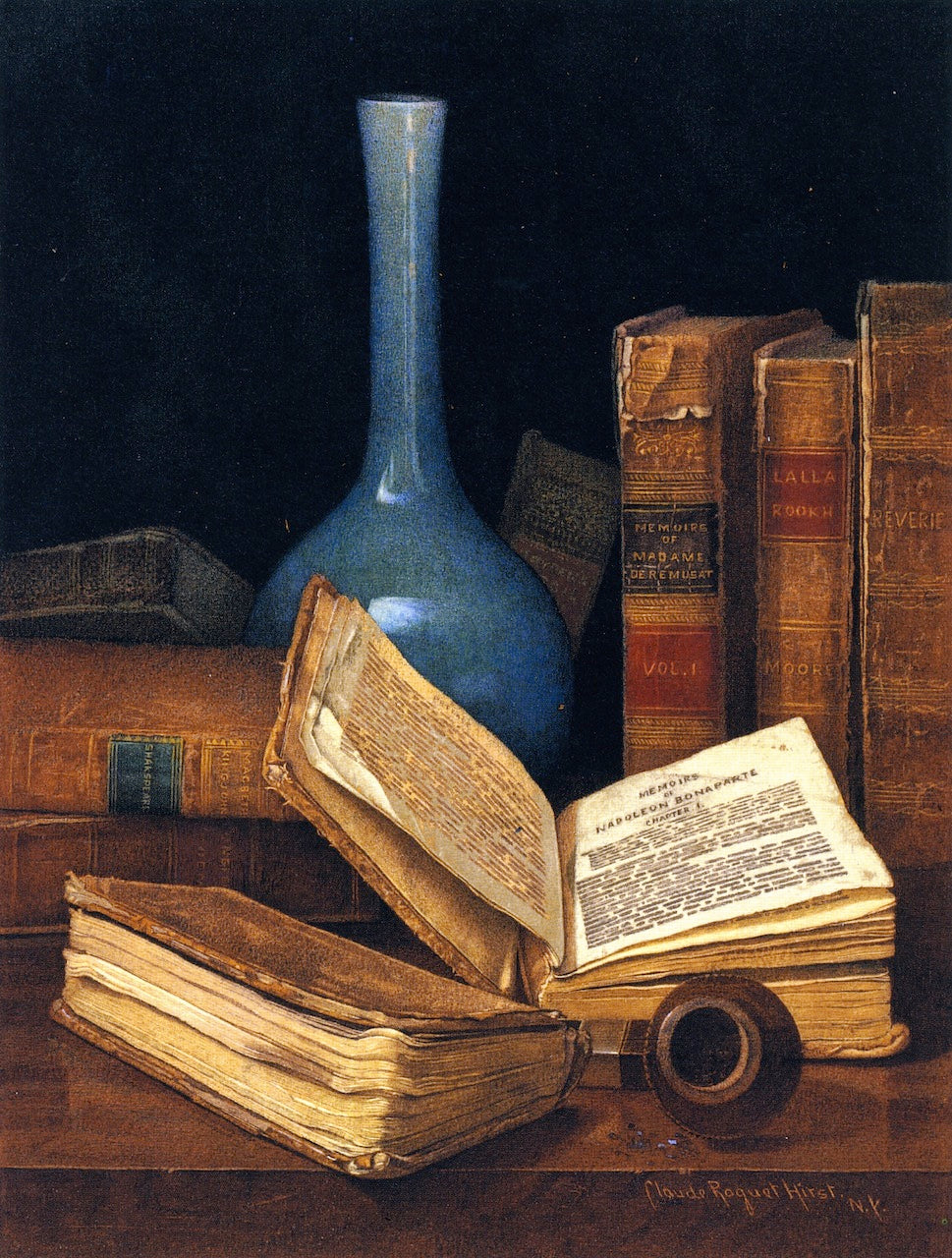 The Bookworm's Table by Claude Raguet Hirst,A3(16x12")Poster