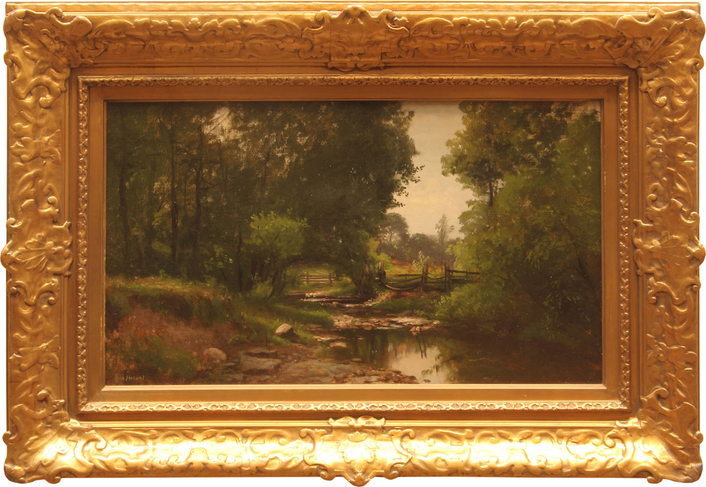 Stream in Woodland Clearing, vintage artwork by George Hetzel, 12x8" (A4) Poster