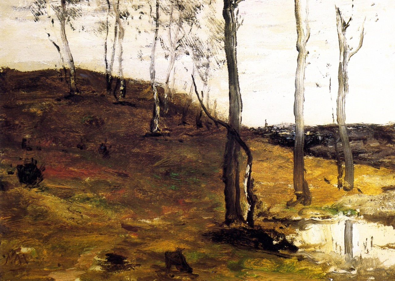 Hillside with Trees, vintage artwork by William Morris Hunt, 12x8" (A4) Poster