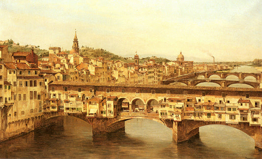 View Of The Ponte Vecchio, Florence, vintage artwork by Antonietta Brandeis, 12x8" (A4) Poster