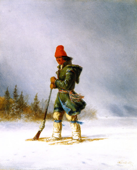 Hunter Resting Gun on a Showshoe, vintage artwork by Cornelius Krieghoff, A3 (16x12") Poster Print