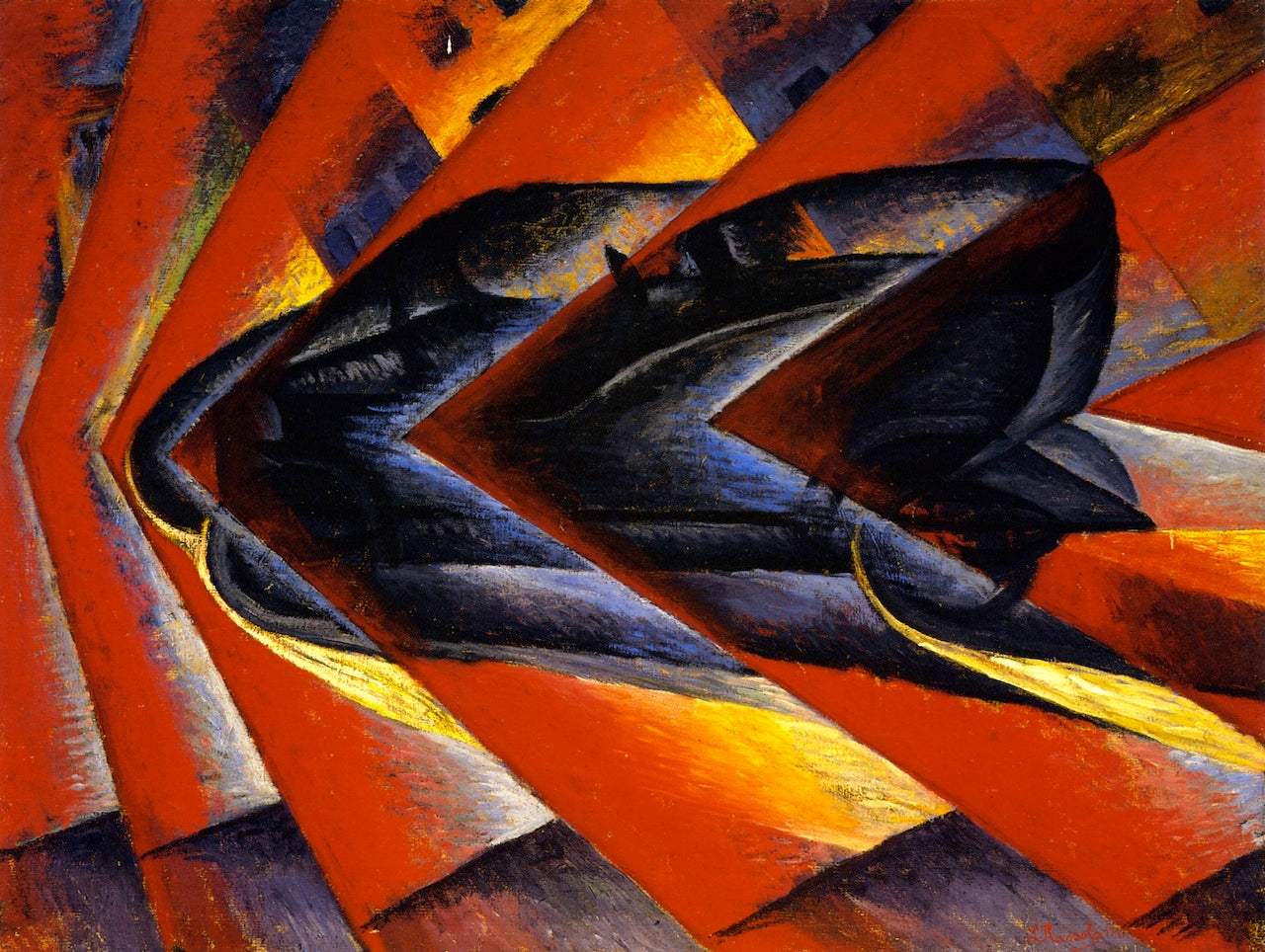 Dynamism of an Automobile, vintage artwork by Luigi Russolo, 12x8" (A4) Poster