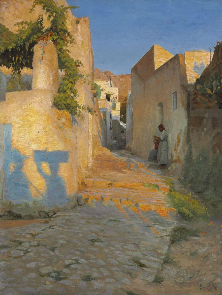 A Street Scene in Tunisia by Peter Ilsted,A3(16x12")Poster
