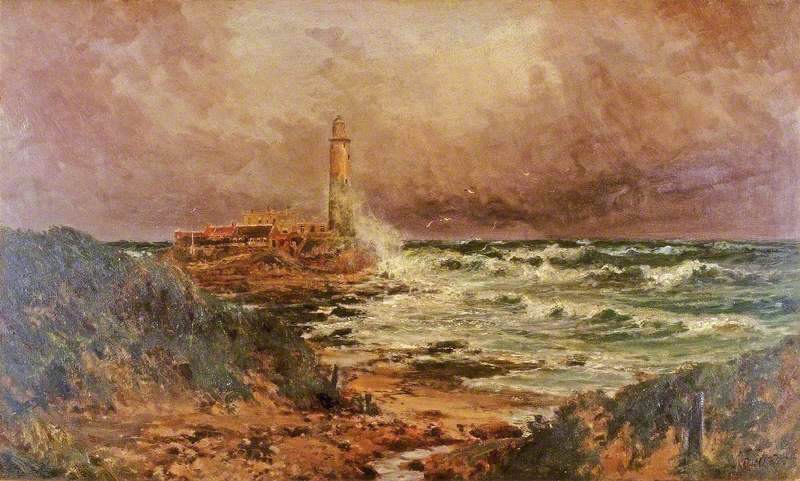 St Mary's Lighthouse, vintage artwork by John Falconer Slater, 12x8" (A4) Poster