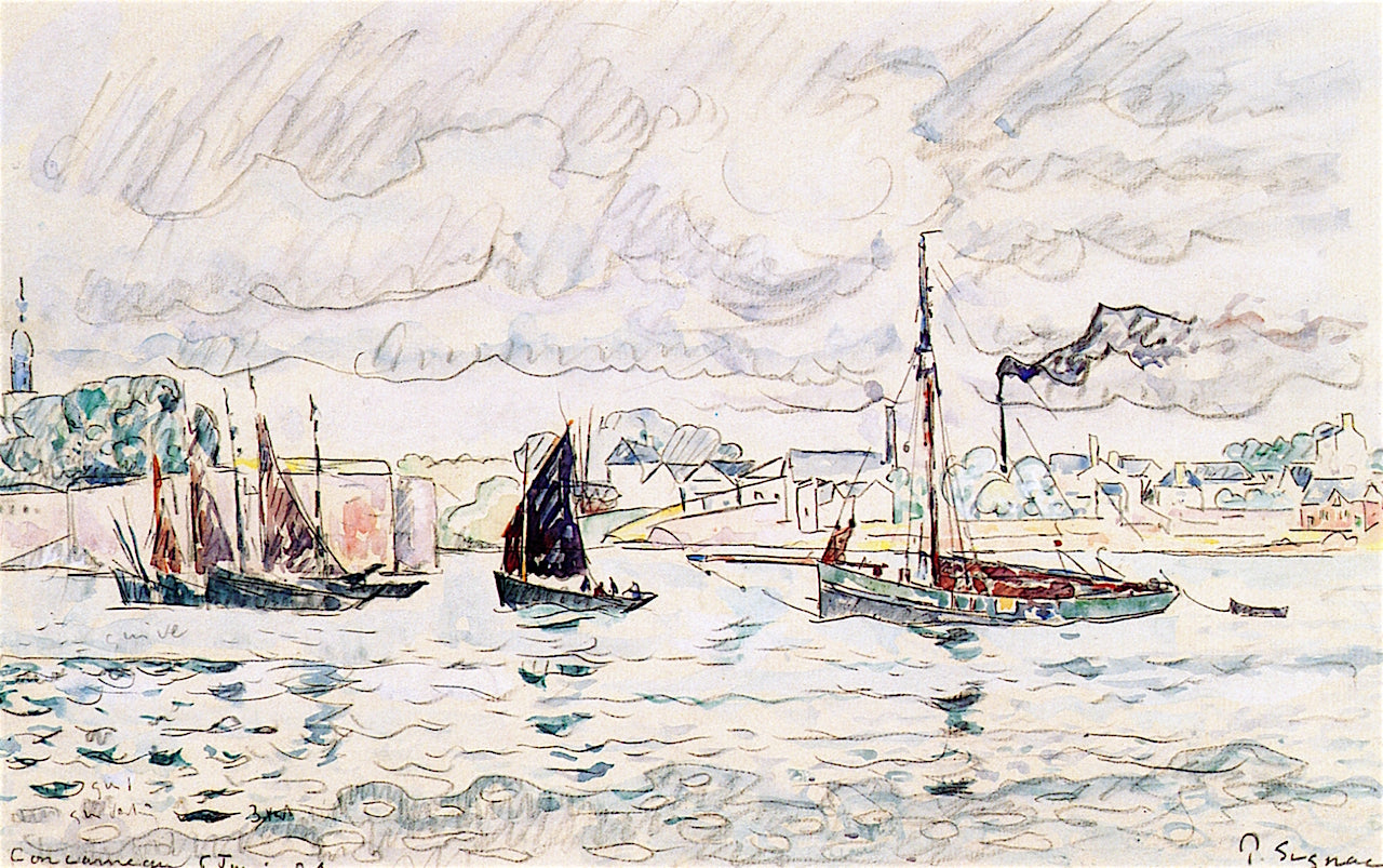 Concarneau 6 June 29, vintage artwork by Paul Signac, 12x8" (A4) Poster