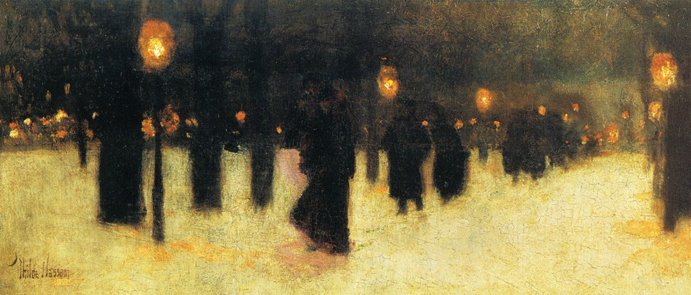 Across the Common on a Winter Evening by Childe Hassam,A3(16x12")Poster