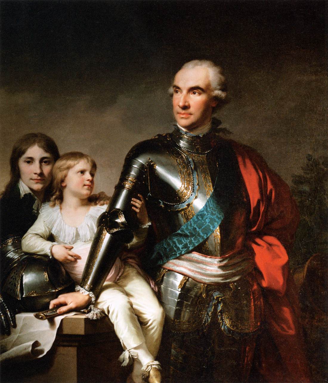 Count Stanislas Felix Potocki and his Two Sons, vintage artwork by Johann Baptist Lampi the Elder, 12x8" (A4) Poster