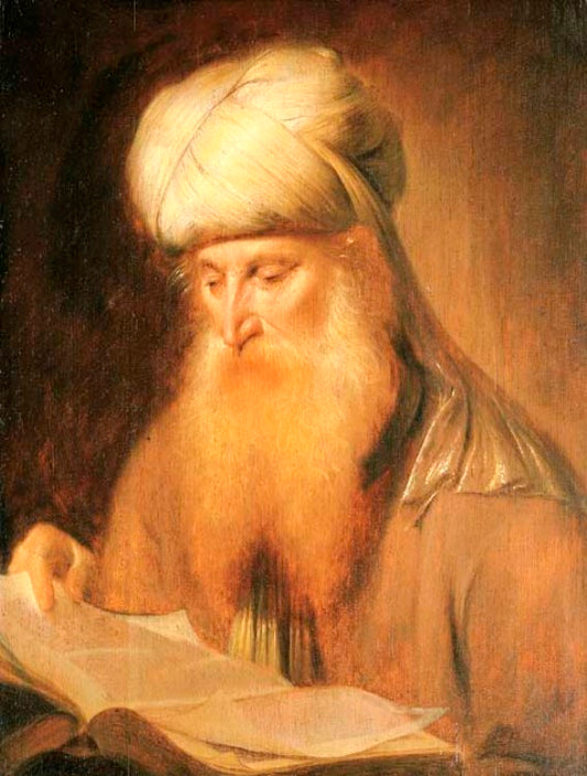 A Rabbi Reading, vintage artwork by Simon Kick, 12x8" (A4) Poster