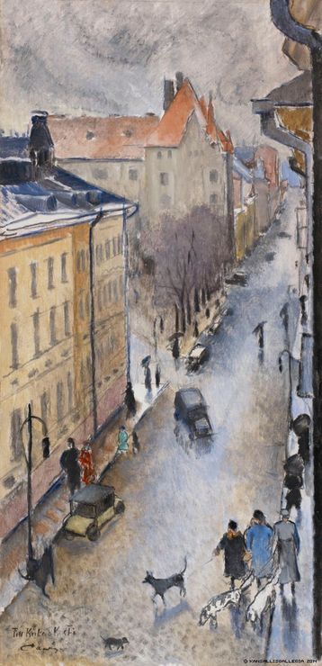 Katunäkymä, vintage artwork by Alvar Cawen, 12x8" (A4) Poster