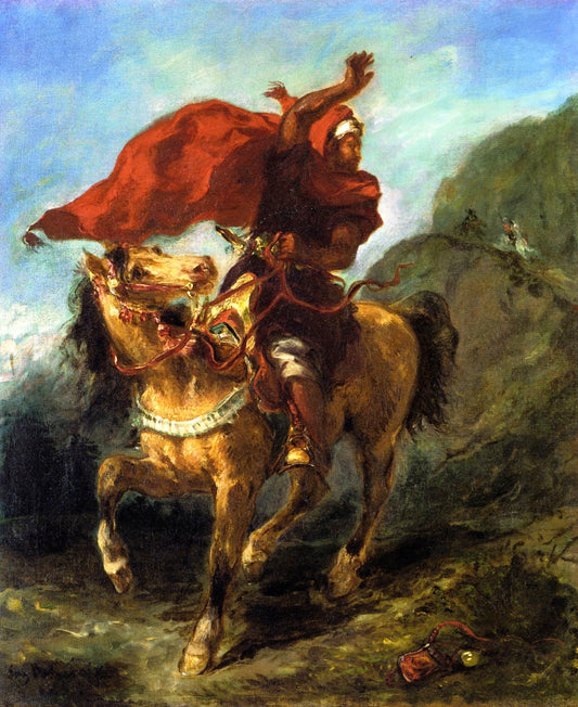 Arab Chieftain Signaling to His Companions, vintage artwork by Eugène Delacroix, A3 (16x12") Poster Print