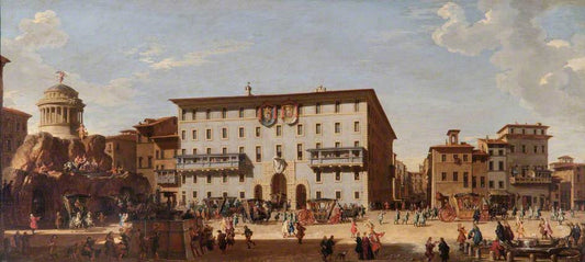 A Festival in the Piazza di Spagna, Rome, vintage artwork by Giovanni Paolo Panini, 12x8" (A4) Poster