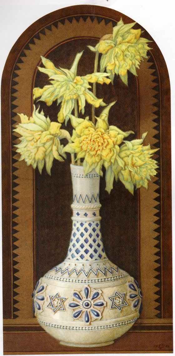 Flowers In An Eastern Vase, vintage artwork by Sir Edward John Poynter, 12x8" (A4) Poster