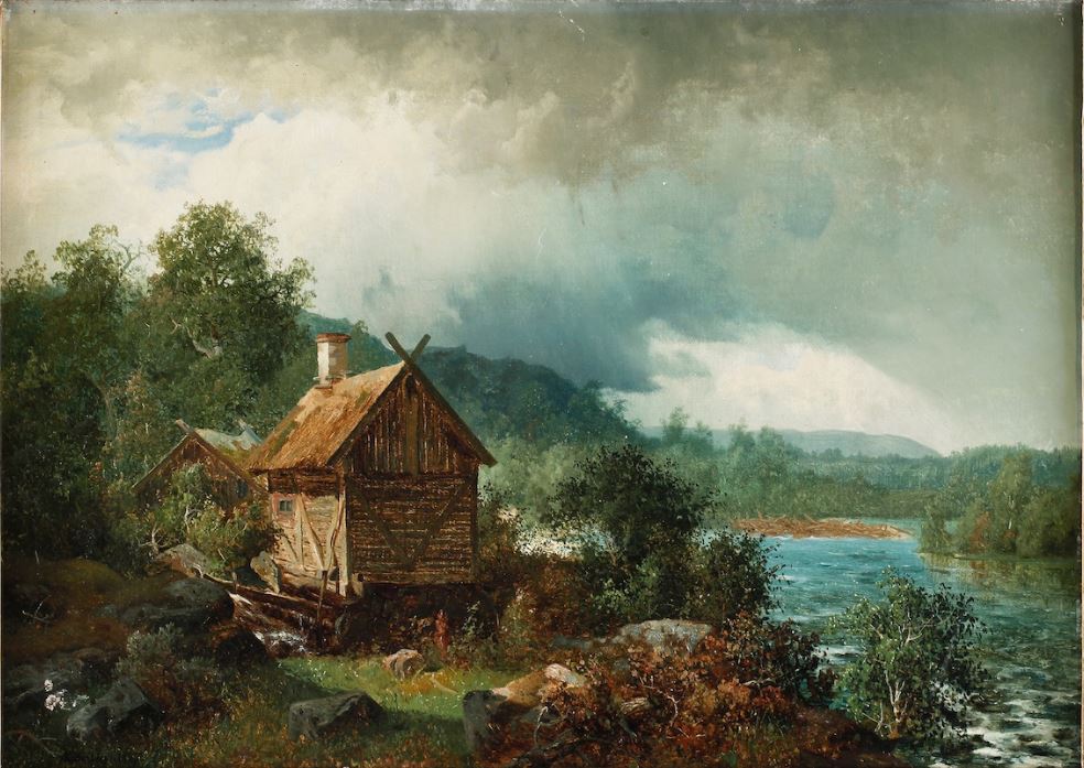Landscape with a Shed, vintage artwork by Anders Kallenberg, 12x8" (A4) Poster