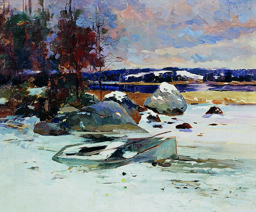 Landscape with a Boat by Nikolai Samokish,A3(16x12")Poster