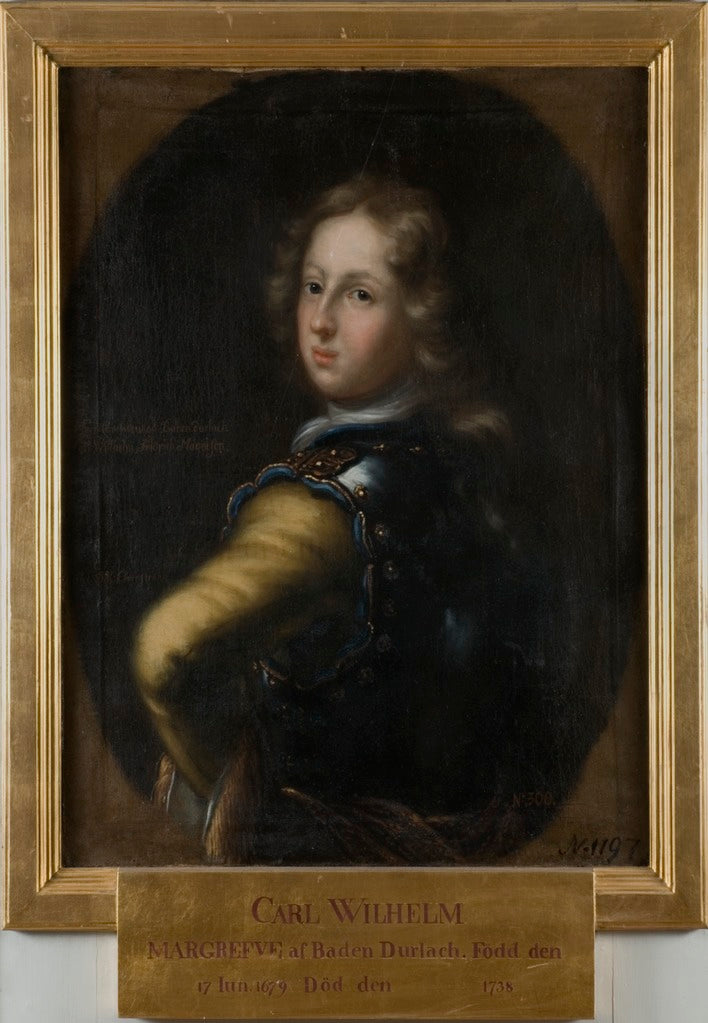 Karl Vilhelm, Margrave of Baden-Durlach, vintage artwork by David Klocker Ehrenstrahl, 12x8" (A4) Poster