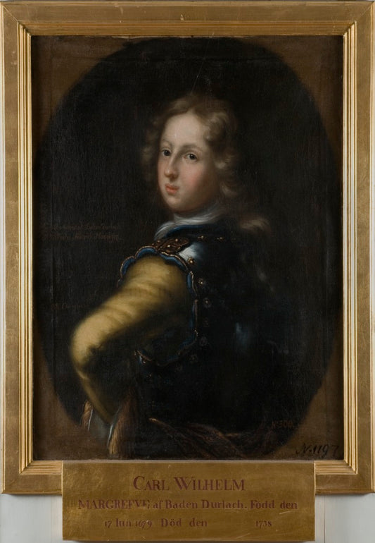 Karl Vilhelm, Margrave of Baden-Durlach, vintage artwork by David Klocker Ehrenstrahl, 12x8" (A4) Poster