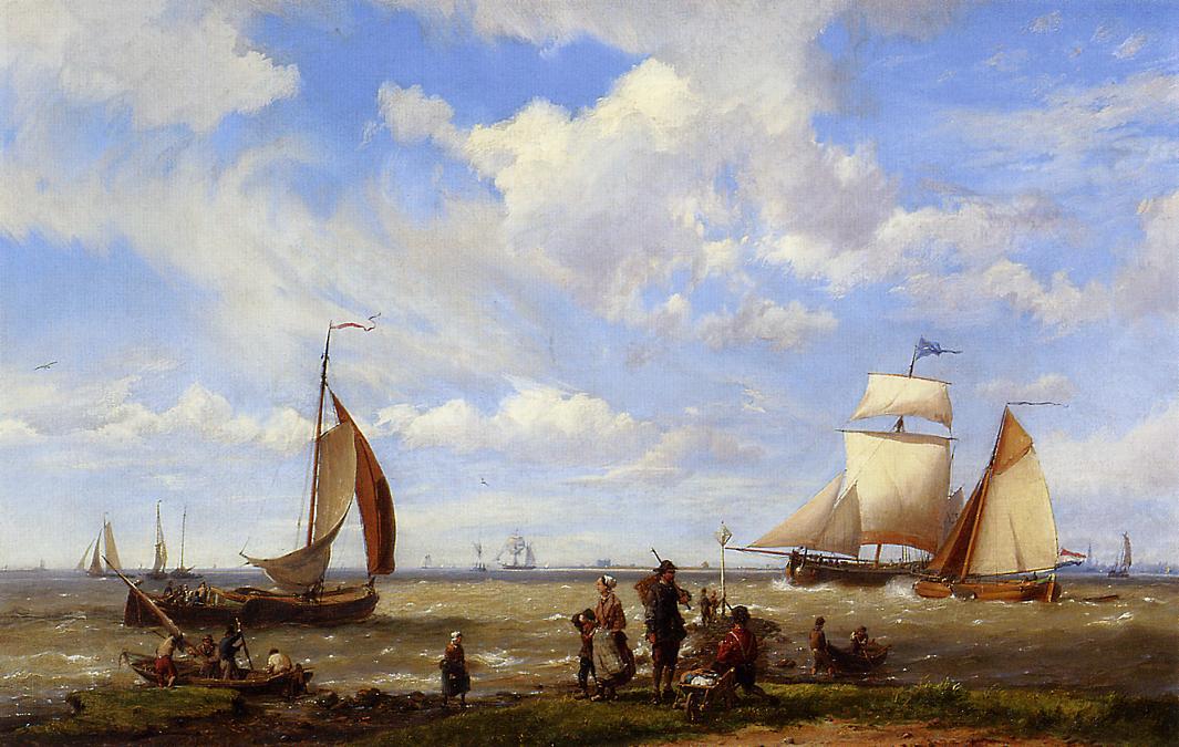 Shipping off the Dutch Coast, vintage artwork by Hermanus Koekkoek The Elder, A3 (16x12") Poster Print