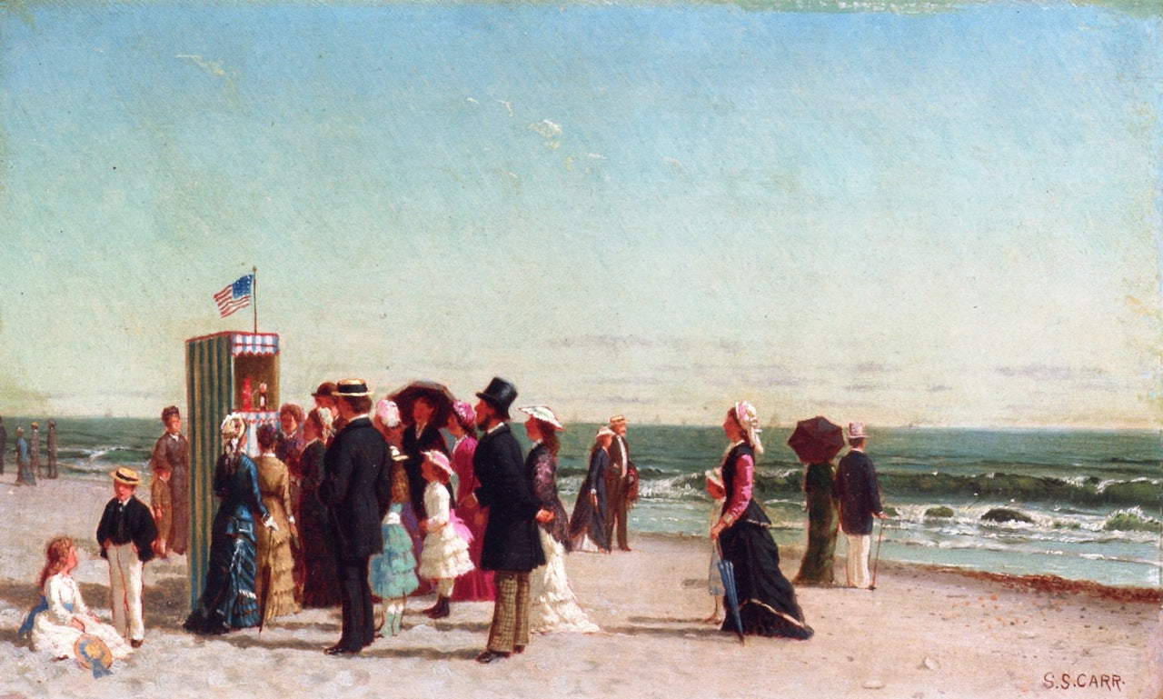 Punch and Judy Show on the Beach, vintage artwork by Samuel S. Carr, 12x8" (A4) Poster