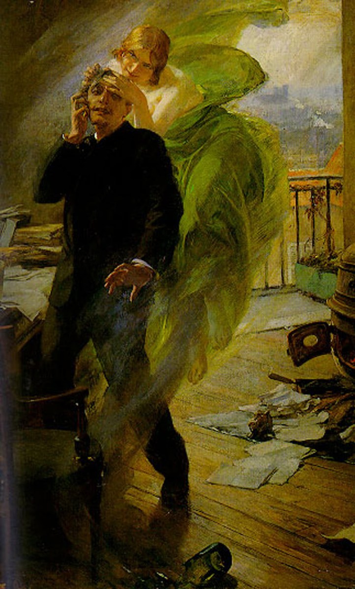 The Green Muse, vintage artwork by Albert Pierre Rene Maignan, 12x8" (A4) Poster