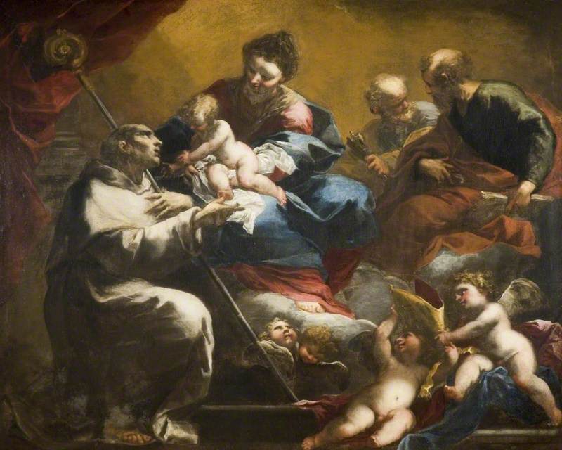 The Madonna and Child with Saints Peter and Paul Appearing to Saint Bruno, vintage artwork by Valerio Castello, 12x8" (A4) Poster