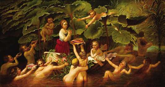 Maiden and Fairies, vintage artwork by James Hope, A3 (16x12") Poster Print