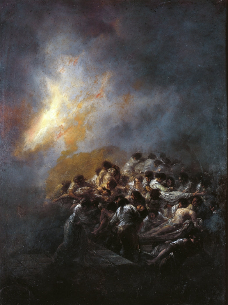 Fire at Night, vintage artwork by Francisco de Goya y Lucientes, 12x8" (A4) Poster