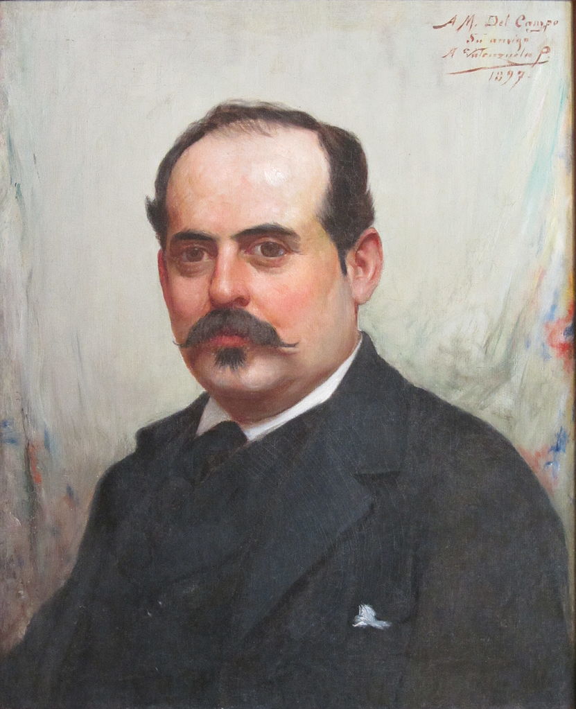 Portrait of M. del Campo, vintage artwork by Alfredo Valenzuela Puelma, 12x8" (A4) Poster