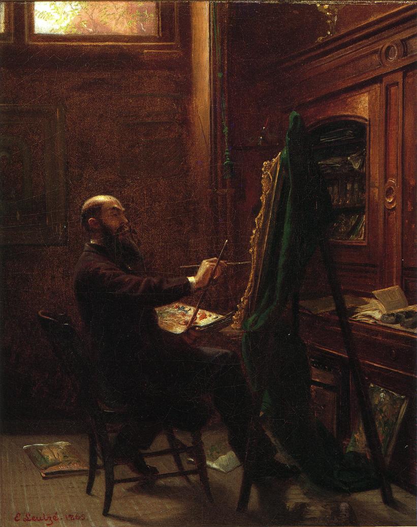 Worthington Whittredge in His Tenth Street Studio, vintage artwork by Emanuel Gottlieb Leutze, A3 (16x12") Poster Print