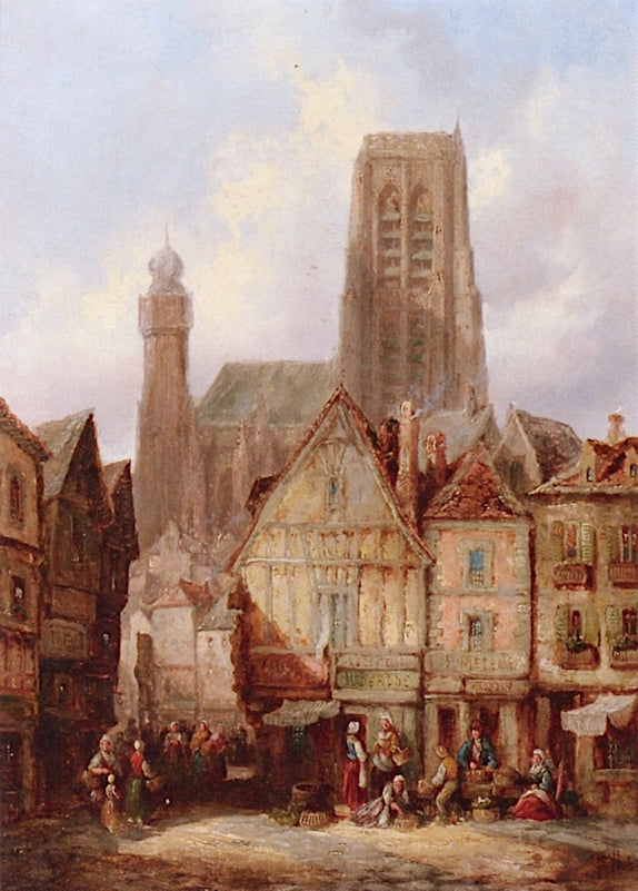 Village Square Scene I, vintage artwork by Heinrich Hermann Schafer, A3 (16x12") Poster Print