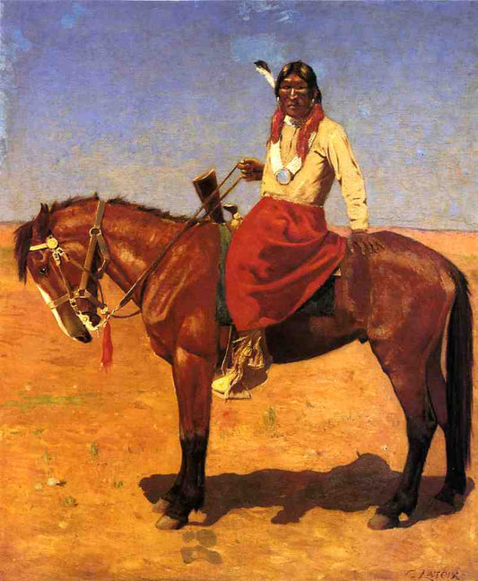 Apache Indian on Horseback, vintage artwork by Gaspard Latoix, 12x8" (A4) Poster