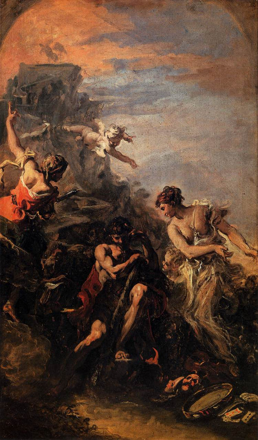 Hercules at the Crossroad, vintage artwork by Sebastiano Ricci, 12x8" (A4) Poster