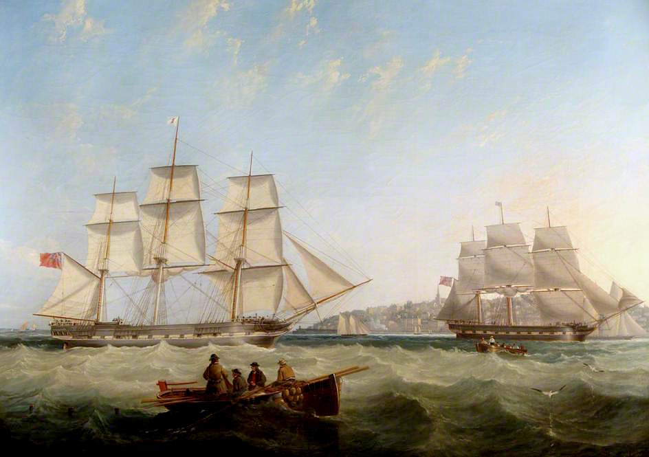 Shipping off Ryde, vintage artwork by John Wilson Carmichael, A3 (16x12") Poster Print