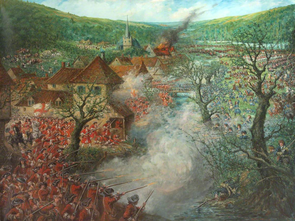 Battle Scene outside a Town, vintage artwork by Cecil Gordon Lawson, 12x8" (A4) Poster