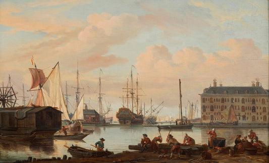 View of National Zeemagazine in Amsterdam, vintage artwork by Abraham Jansz. Storck, 12x8" (A4) Poster