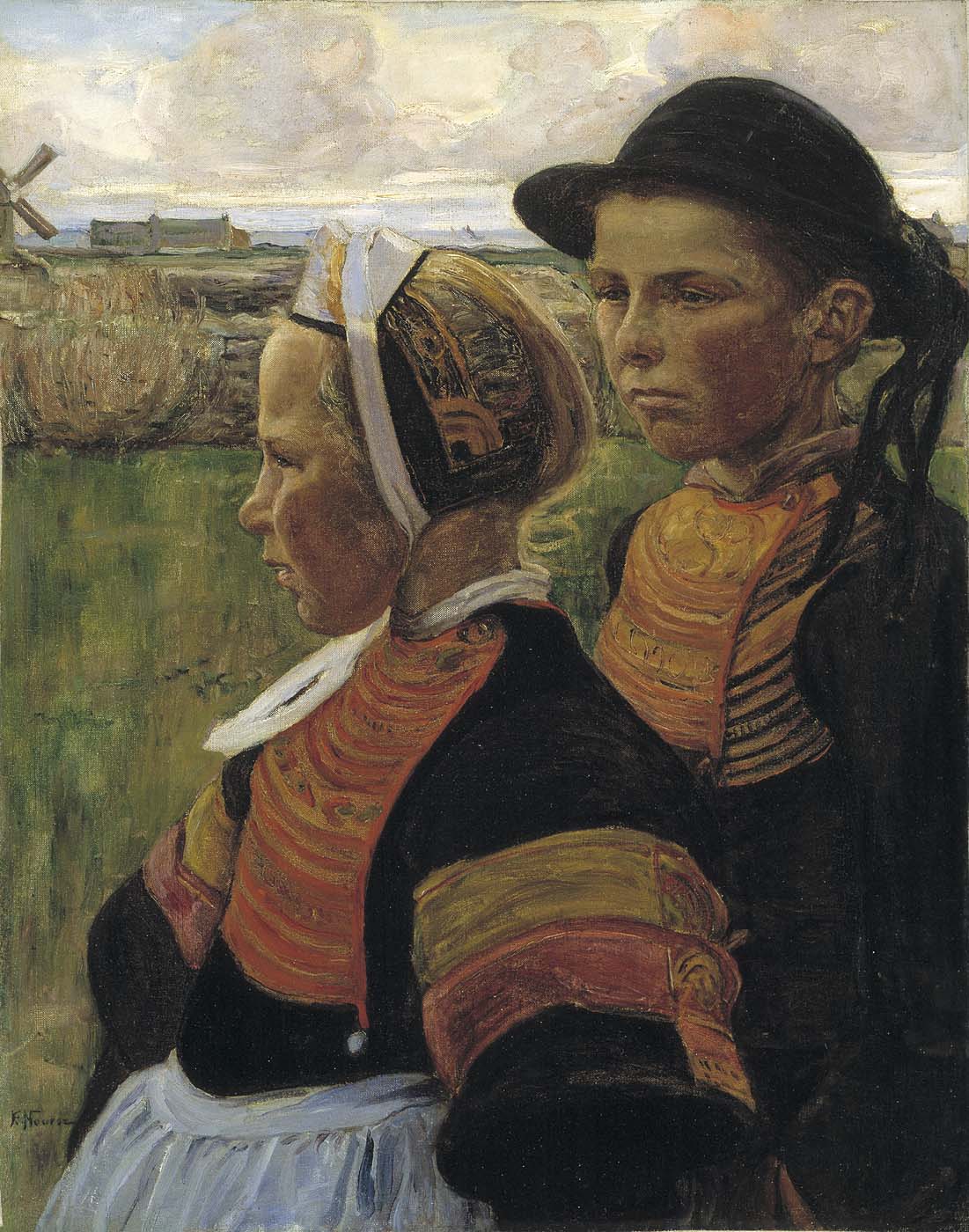 Le frère et la soeur, Penmarc'h by Elizabeth Nourse,A3(16x12")Poster