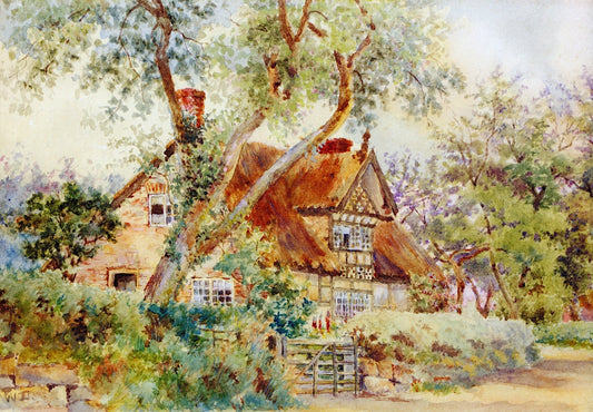 Nut Tree Farm, Nether Aderley, vintage artwork by Wynford Dewhurst, 12x8" (A4) Poster