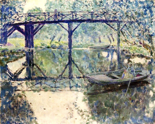 The Bridge, Giverny, vintage artwork by Frederick Carl Frieseke, 12x8" (A4) Poster