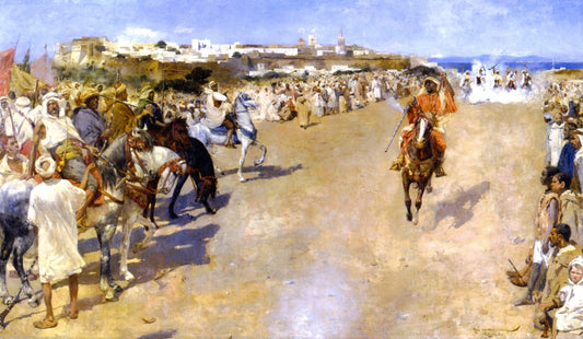 Fantasia: Gunpowder Games, Morocco, vintage artwork by Theo van Rysselberghe, 12x8" (A4) Poster