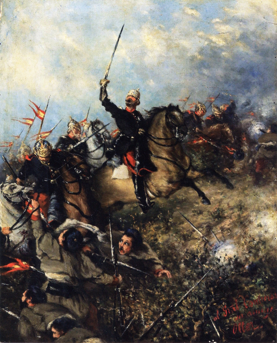 The Battle of Treviño (Study) (Colonel Contreras), vintage artwork by Francisco Oller, 12x8" (A4) Poster