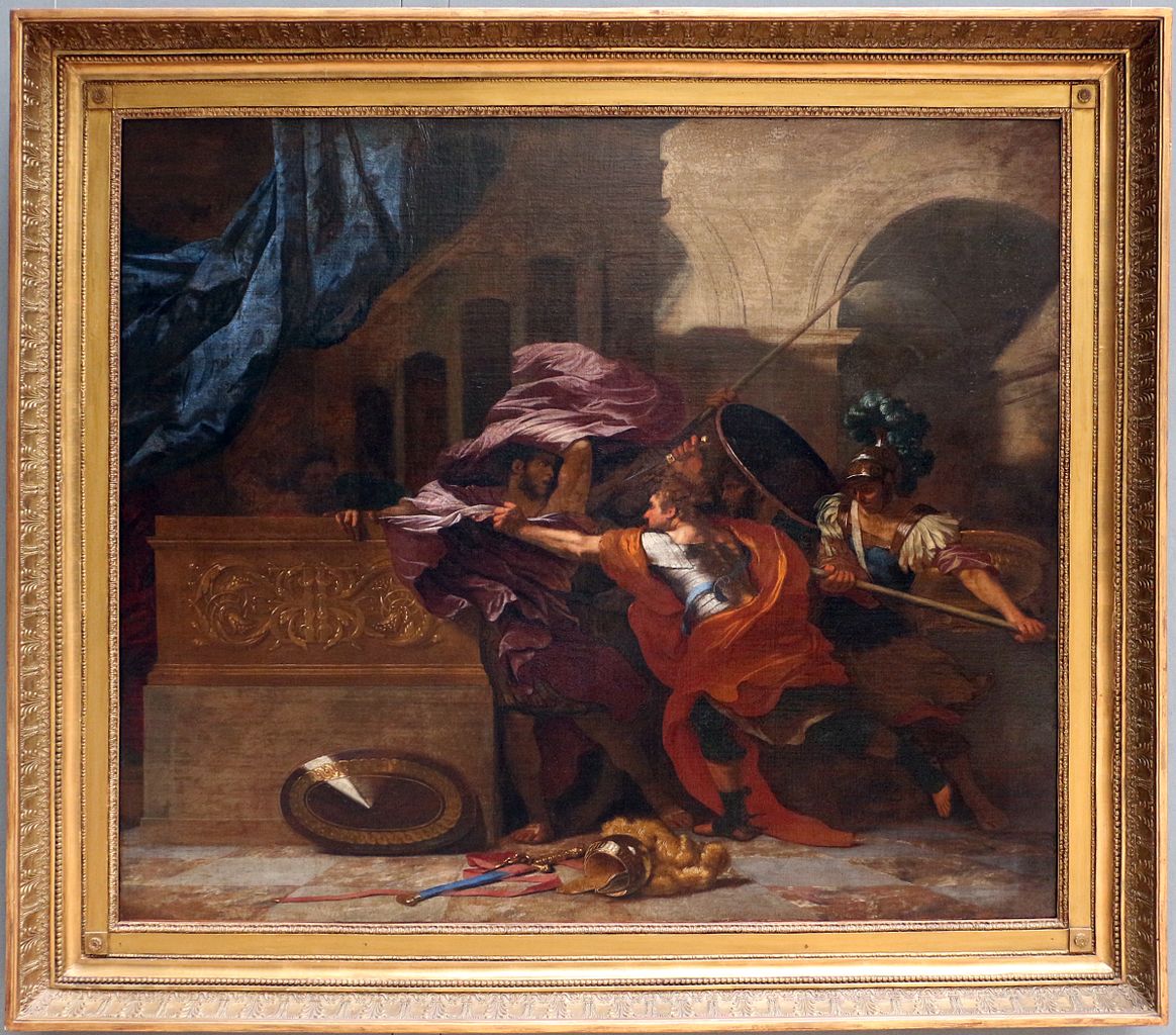 The Death of Pyrrhus, vintage artwork by Bertholet Flemalle, 12x8" (A4) Poster