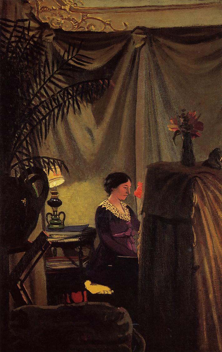 Gabrielle Vallotton at the Piano, vintage artwork by Felix Vallotton, 12x8" (A4) Poster